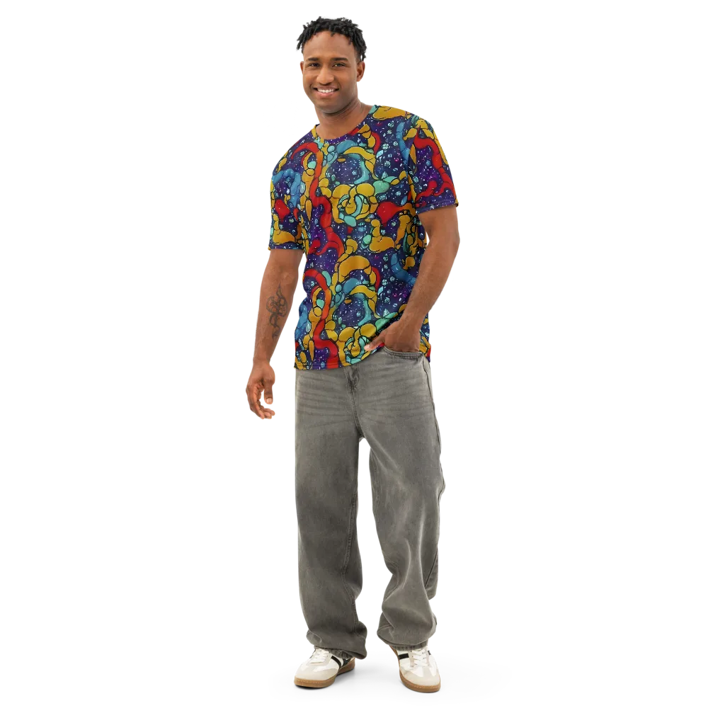 Cosmic Colorfall on Men's Cotton Crew Neck T-Shirt — Front