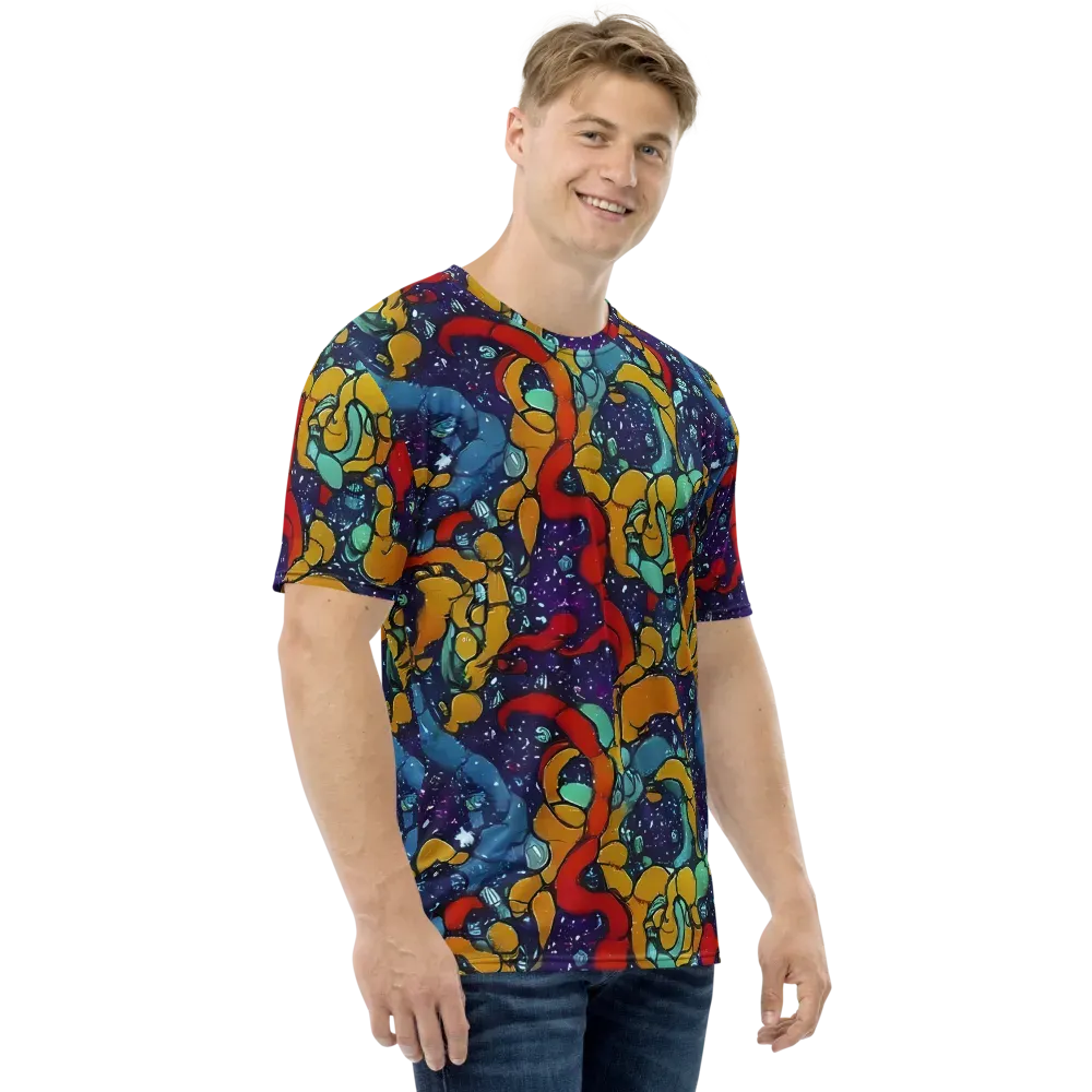 Cosmic Colorfall on Men's Crew Neck T-Shirt — Right