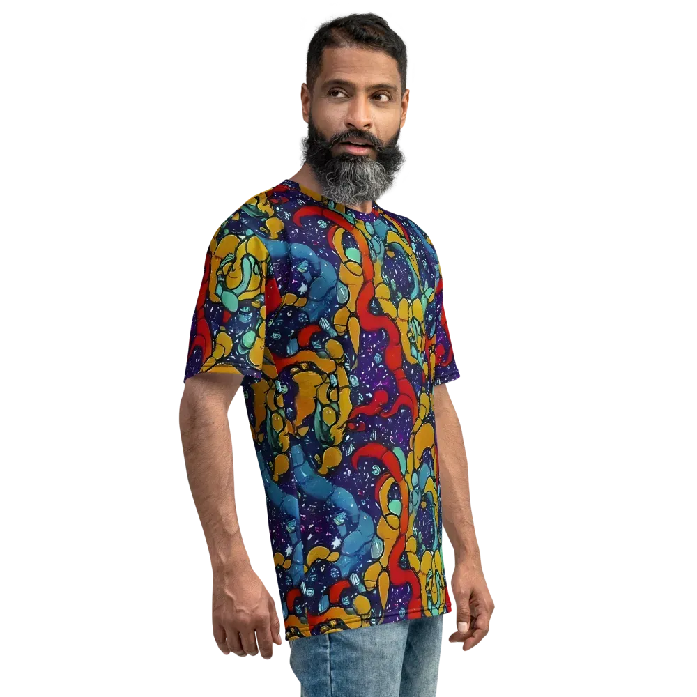 Cosmic Colorfall on Men's Crew Neck T-Shirt — Right