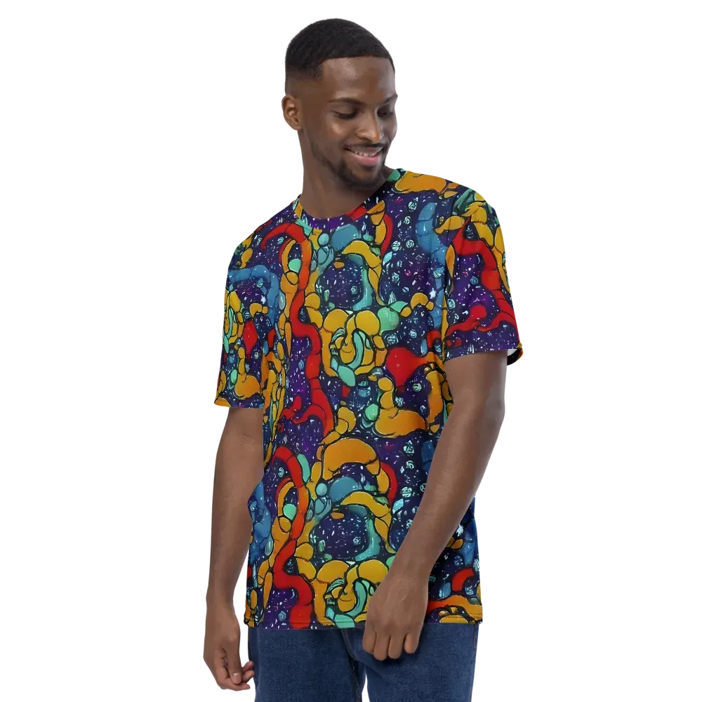 Cosmic Colorfall on Men's Crew Neck T-Shirt — Left