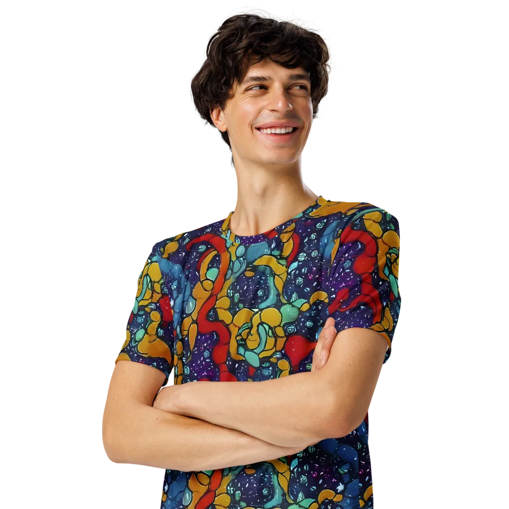 Cosmic Colorfall on Men's Crew Neck T-Shirt — Left Front