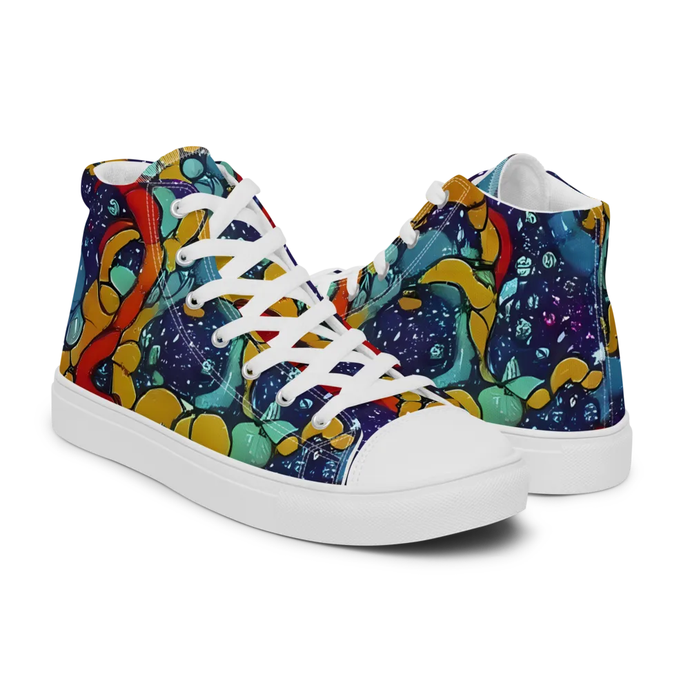 Cosmic Colorfall on Men's High Top Canvas Shoes — Right