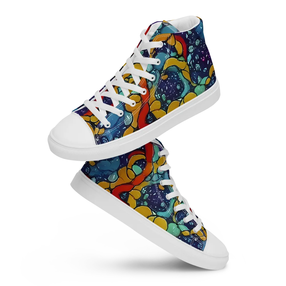 Cosmic Colorfall on Men's High Top Canvas Shoes — Front