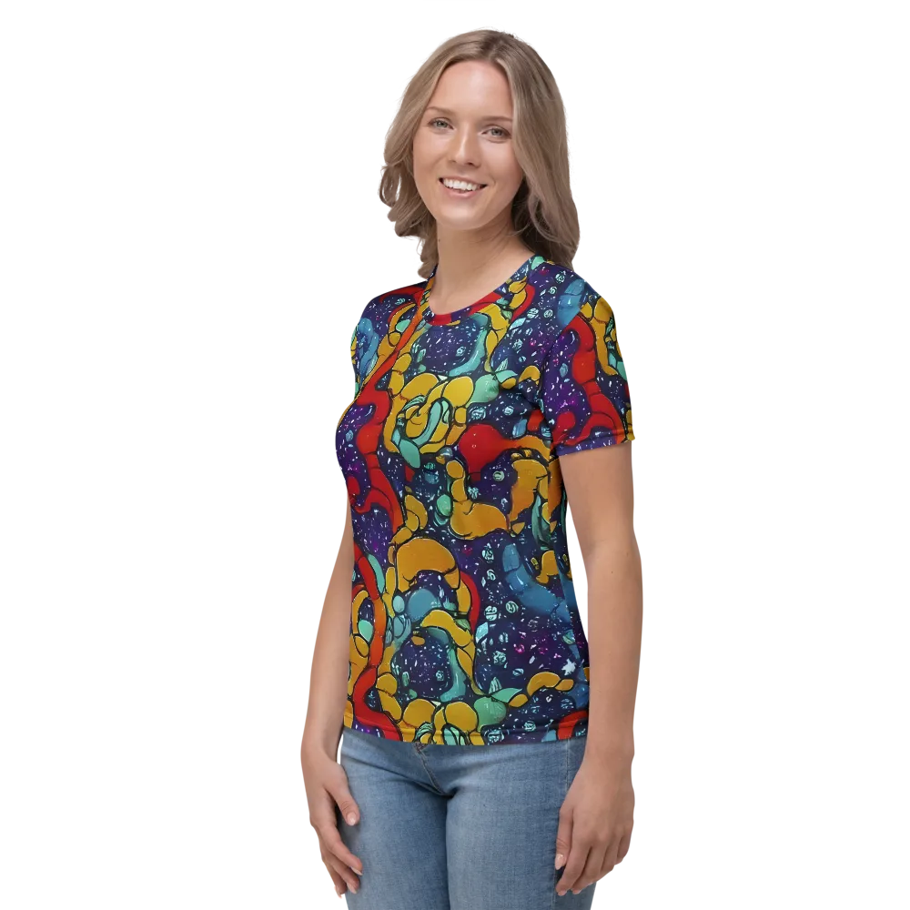 Cosmic Colorfall on Women's Crew Neck T-Shirt — Left