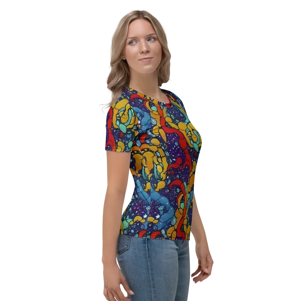 Cosmic Colorfall on Women's Crew Neck T-Shirt — Right
