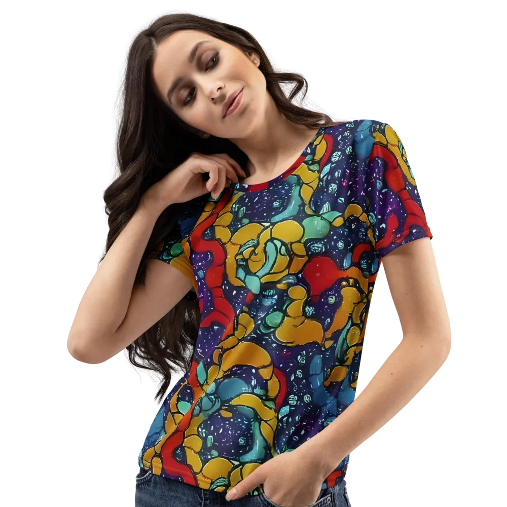 Cosmic Colorfall on Women's Crew Neck T-Shirt — Left Front