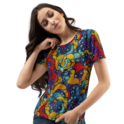 Cosmic Colorfall on a Women's Crew Neck T-Shirt
