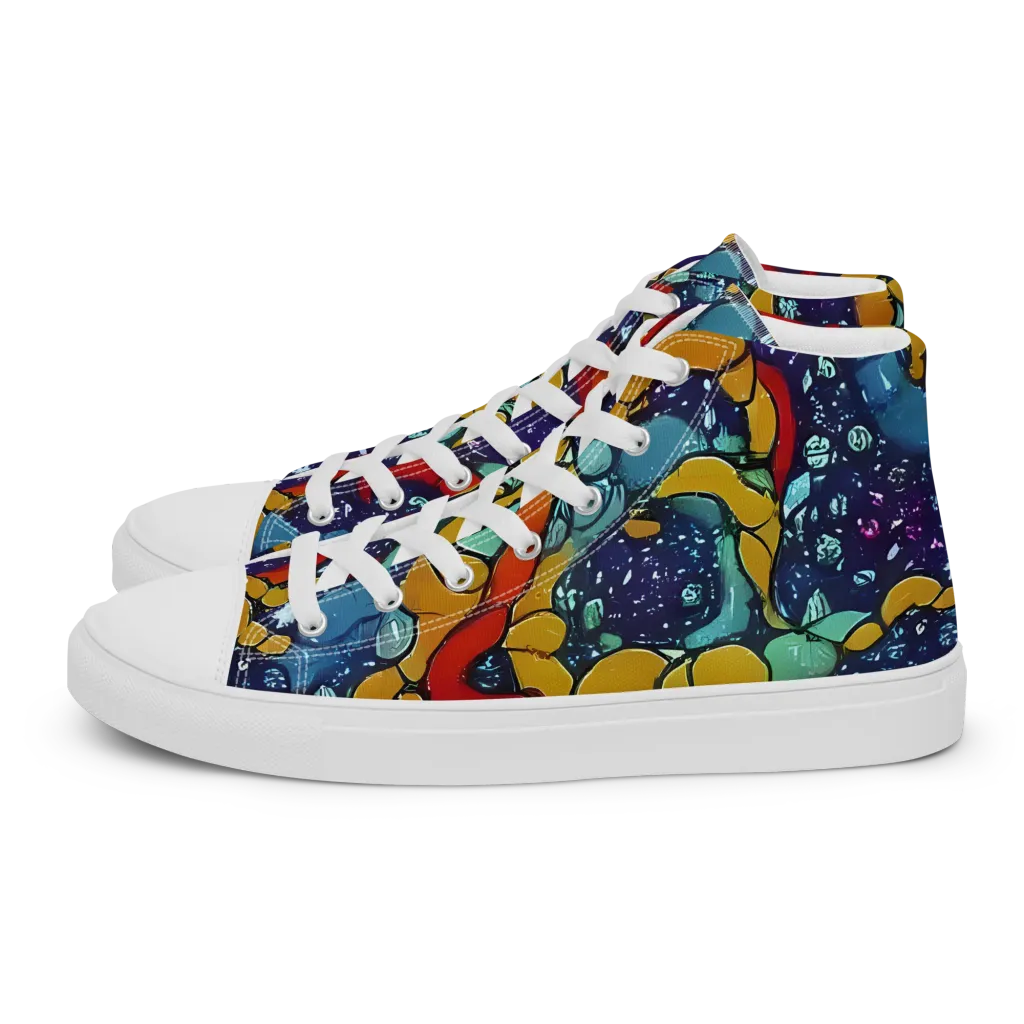 Cosmic Colorfall on Women's High Top Canvas Shoes — Left
