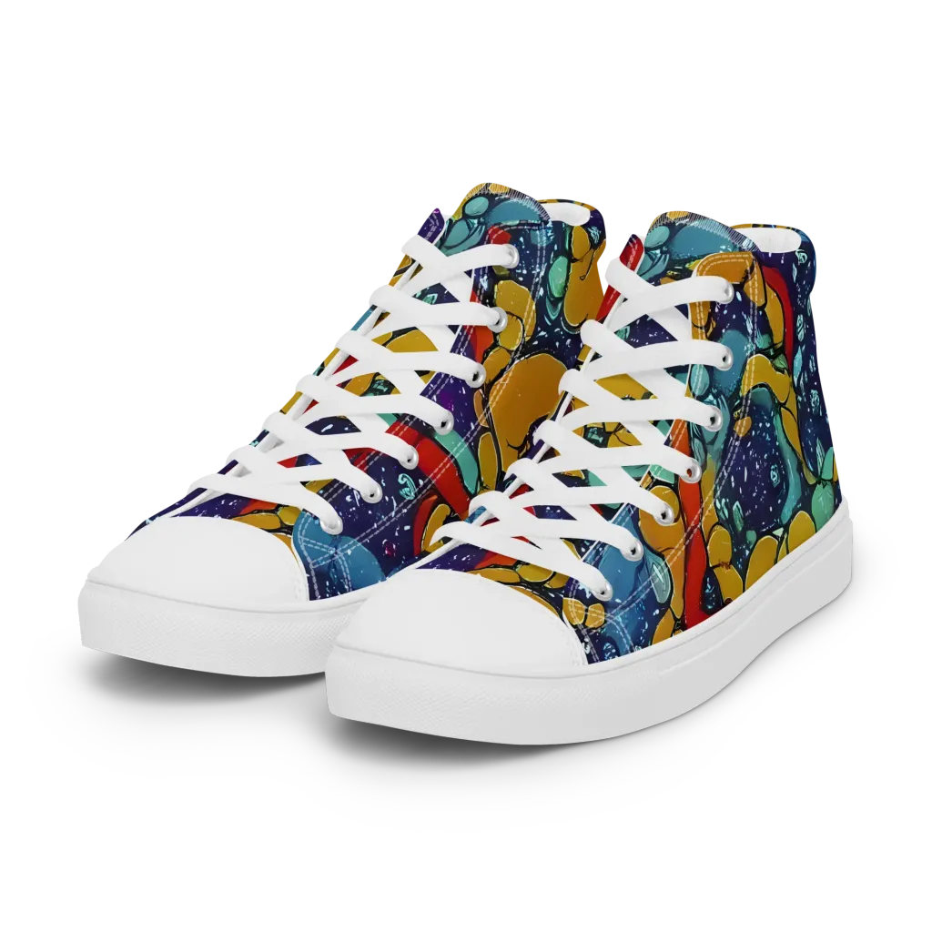 Cosmic Colorfall on Women's High Top Canvas Shoes — Left Front