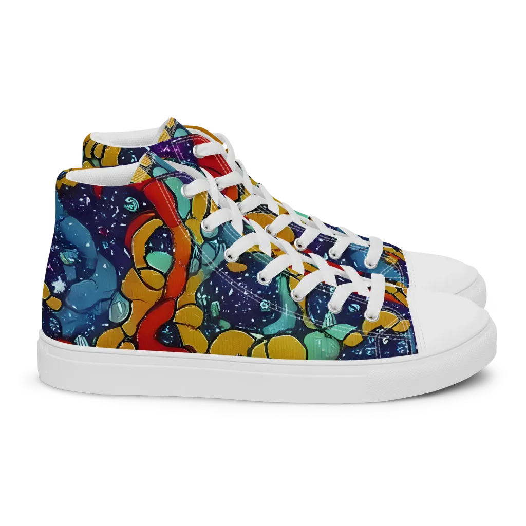 Cosmic Colorfall on Women's High Top Canvas Shoes — Right