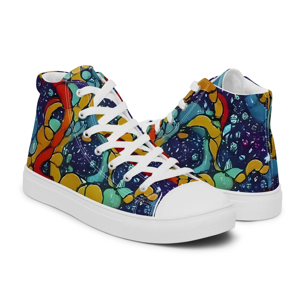 Cosmic Colorfall on Women's High Top Canvas Shoes — Right