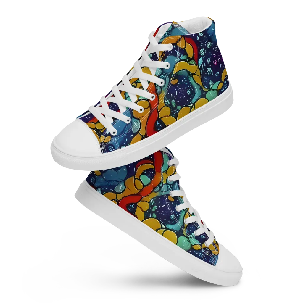 Cosmic Colorfall on Women's High Top Canvas Shoes — Front