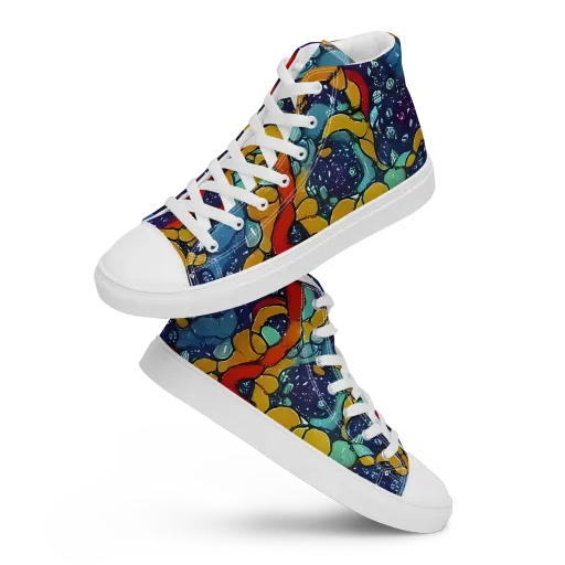Cosmic Colorfall on a Women's High Top Canvas Shoes