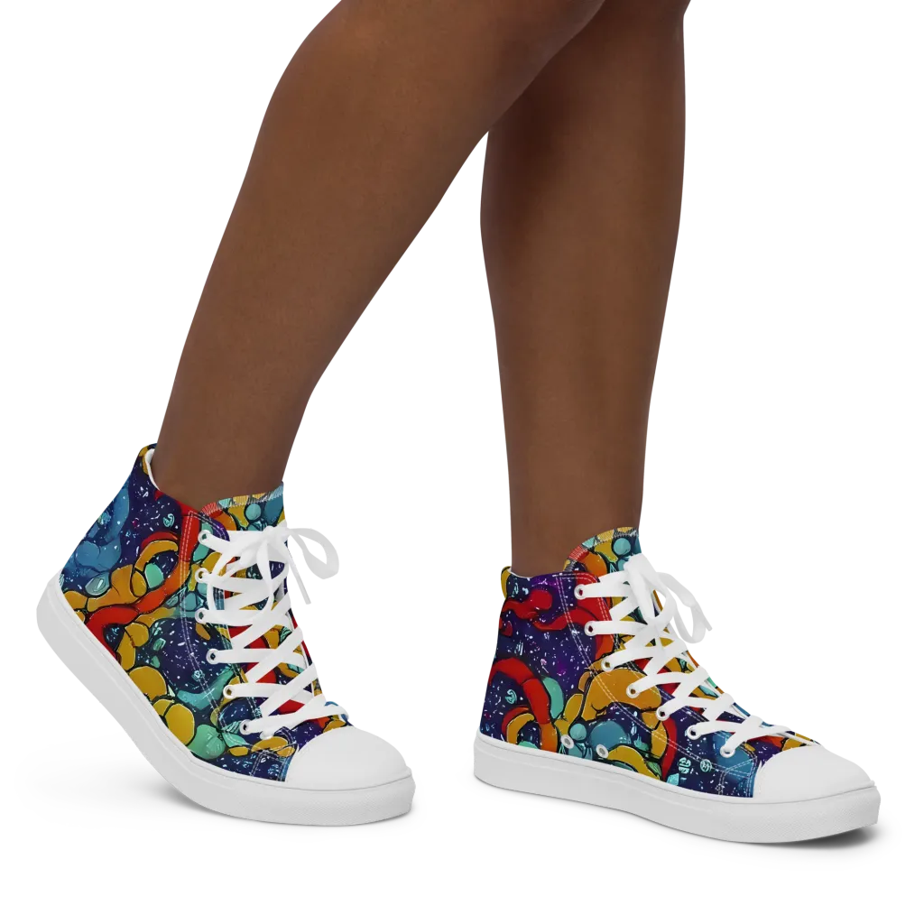 Cosmic Colorfall on Women's High Top Canvas Shoes — Right