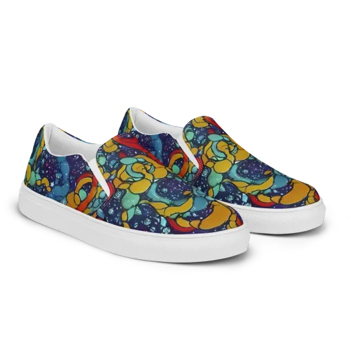 Cosmic Colorfall on a Men's Slip-On Canvas Shoes