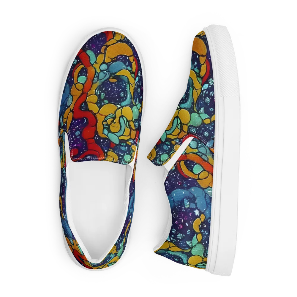 Cosmic Colorfall on Men's Slip-On Canvas Shoes — Front