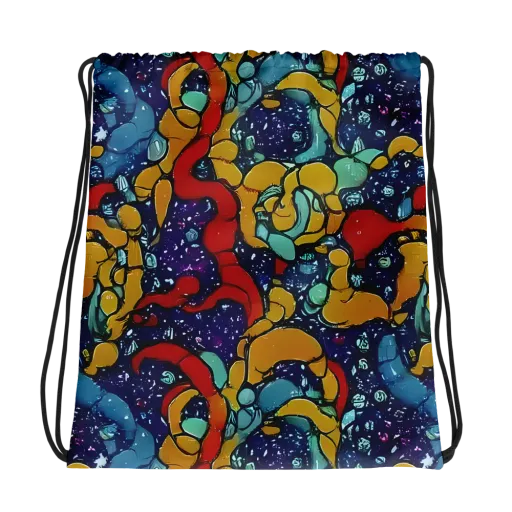 Cosmic Colorfall on a Drawstring Bag