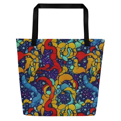 Cosmic Colorfall on a Large Tote Bag W/ Pocket