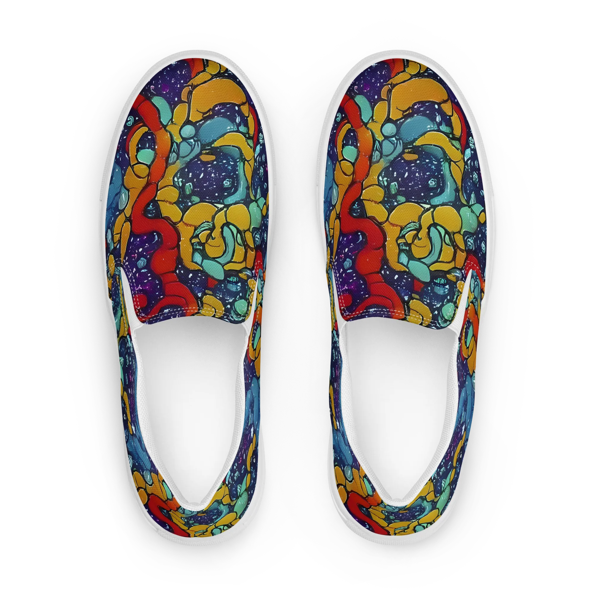 Cosmic Colorfall on Women's Slip-On Canvas Shoes — Front