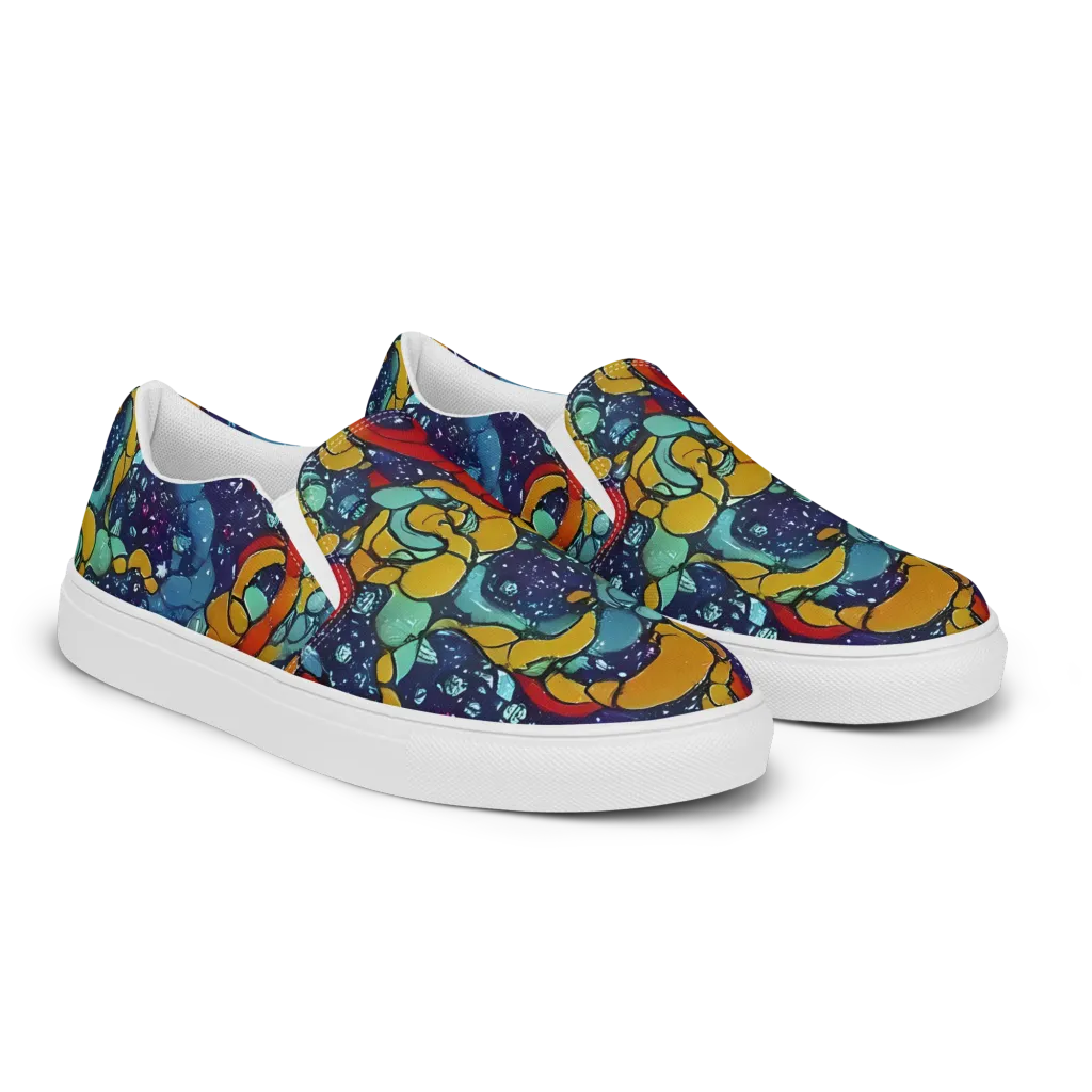 Cosmic Colorfall on Women's Slip-On Canvas Shoes — Right Front