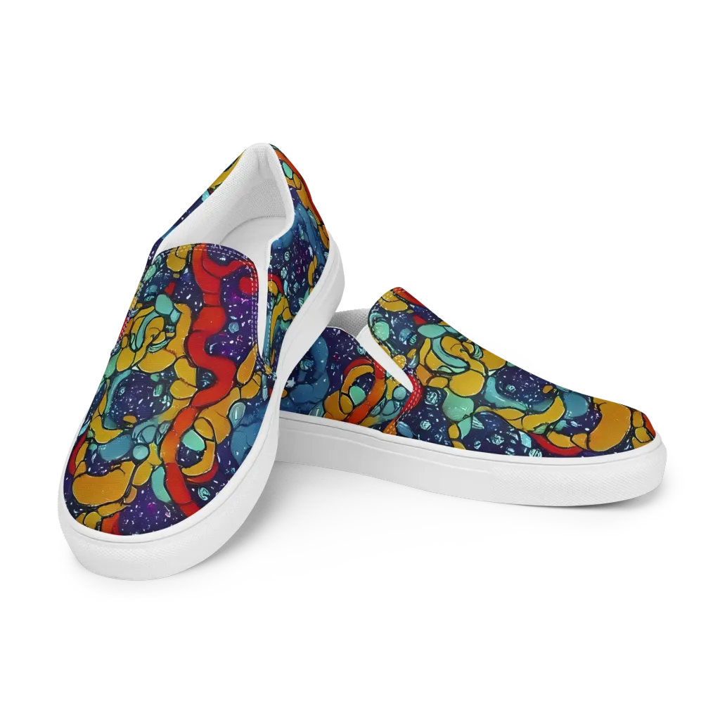 Cosmic Colorfall on Women's Slip-On Canvas Shoes — Left Front