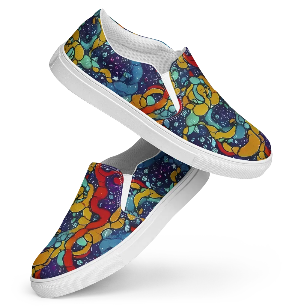 Cosmic Colorfall on Women's Slip-On Canvas Shoes — Front