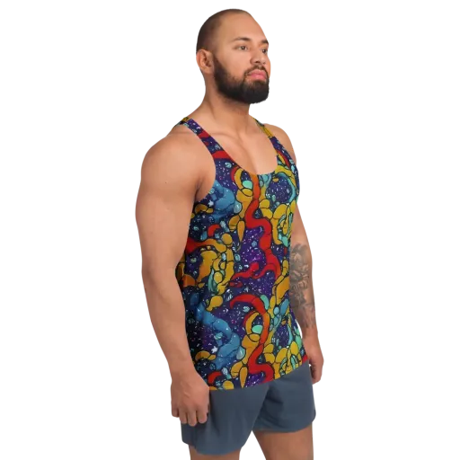 Cosmic Colorfall on a Men's Tank Top