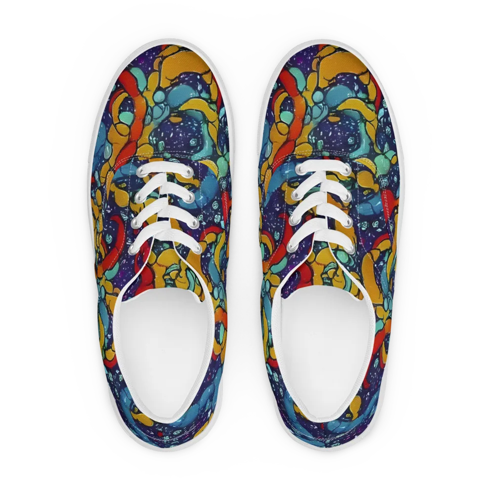 Cosmic Colorfall on Men's Lace-Up Canvas Shoes — Front