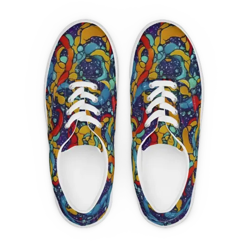 Cosmic Colorfall on a Men's Lace-Up Canvas Shoes