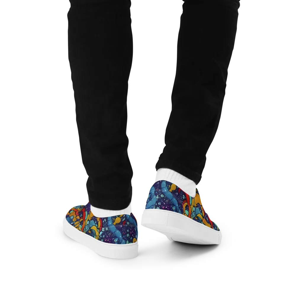Cosmic Colorfall on Men's Lace-Up Canvas Shoes — Back