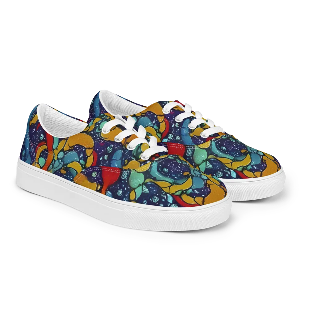 Cosmic Colorfall on Men's Lace-Up Canvas Shoes — Right Front