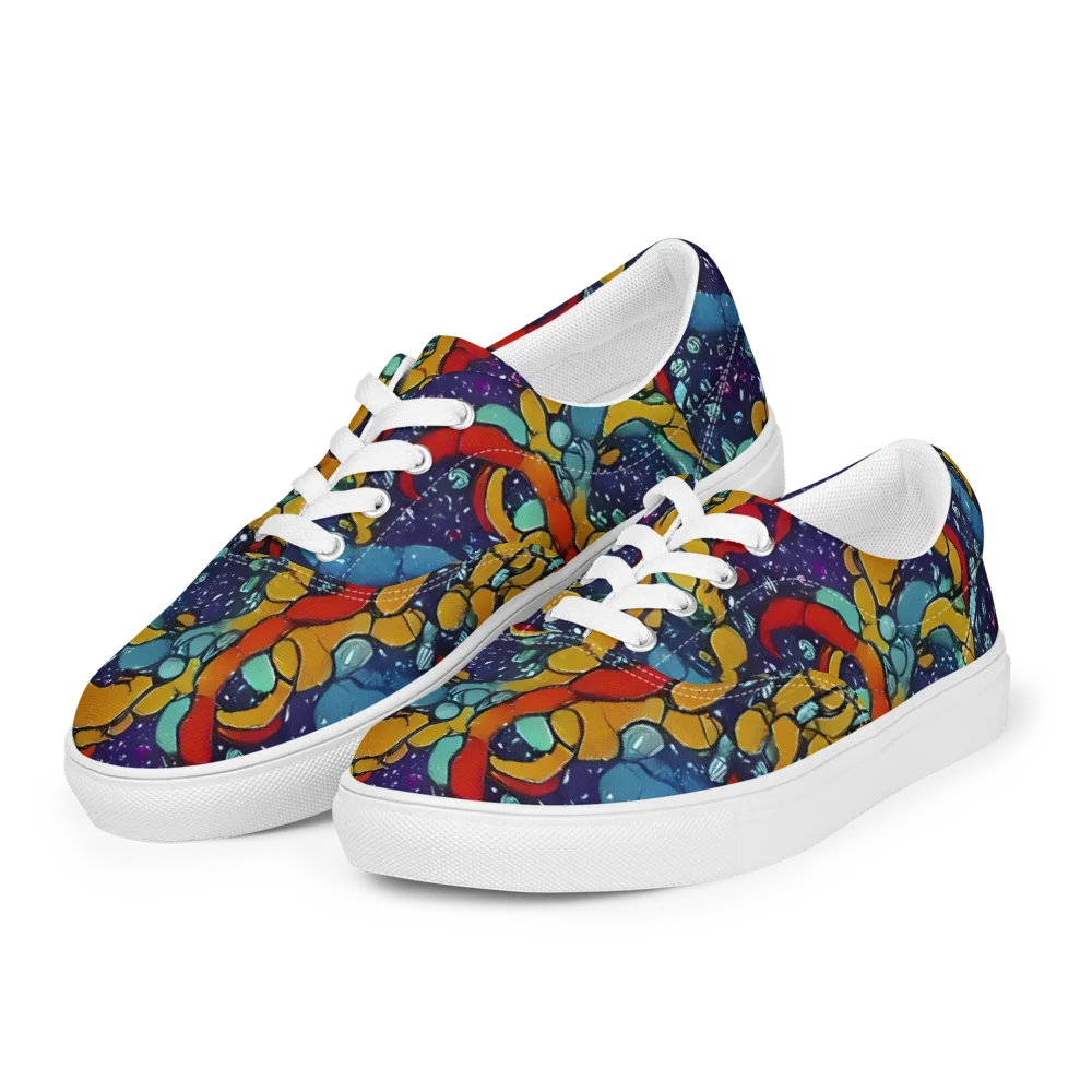 Cosmic Colorfall on Men's Lace-Up Canvas Shoes — Left Front