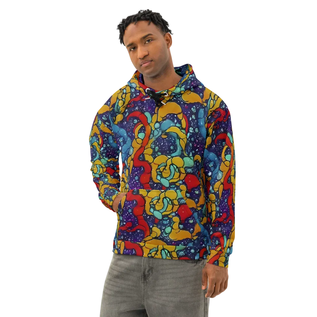 Cosmic Colorfall on Cotton Hoodie — Left Front
