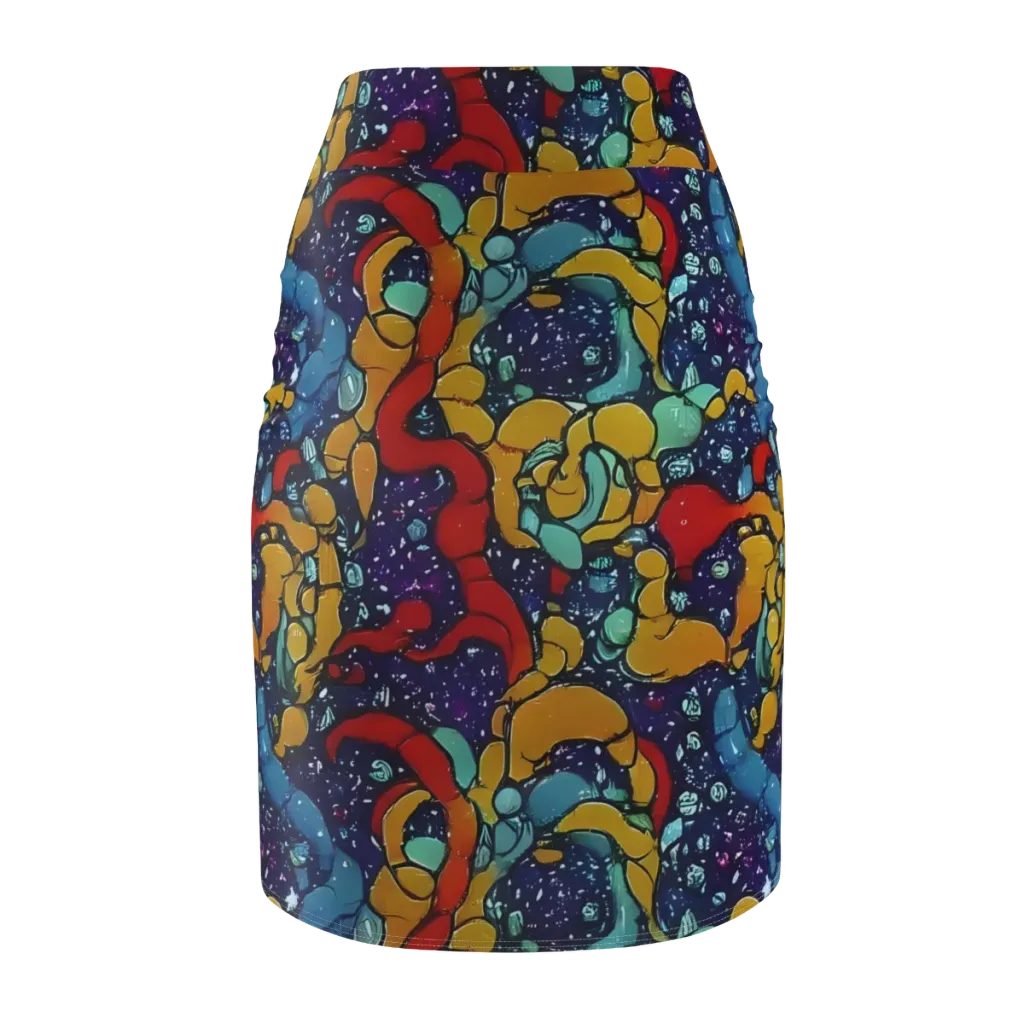 Cosmic Colorfall on Pencil Skirt — Back