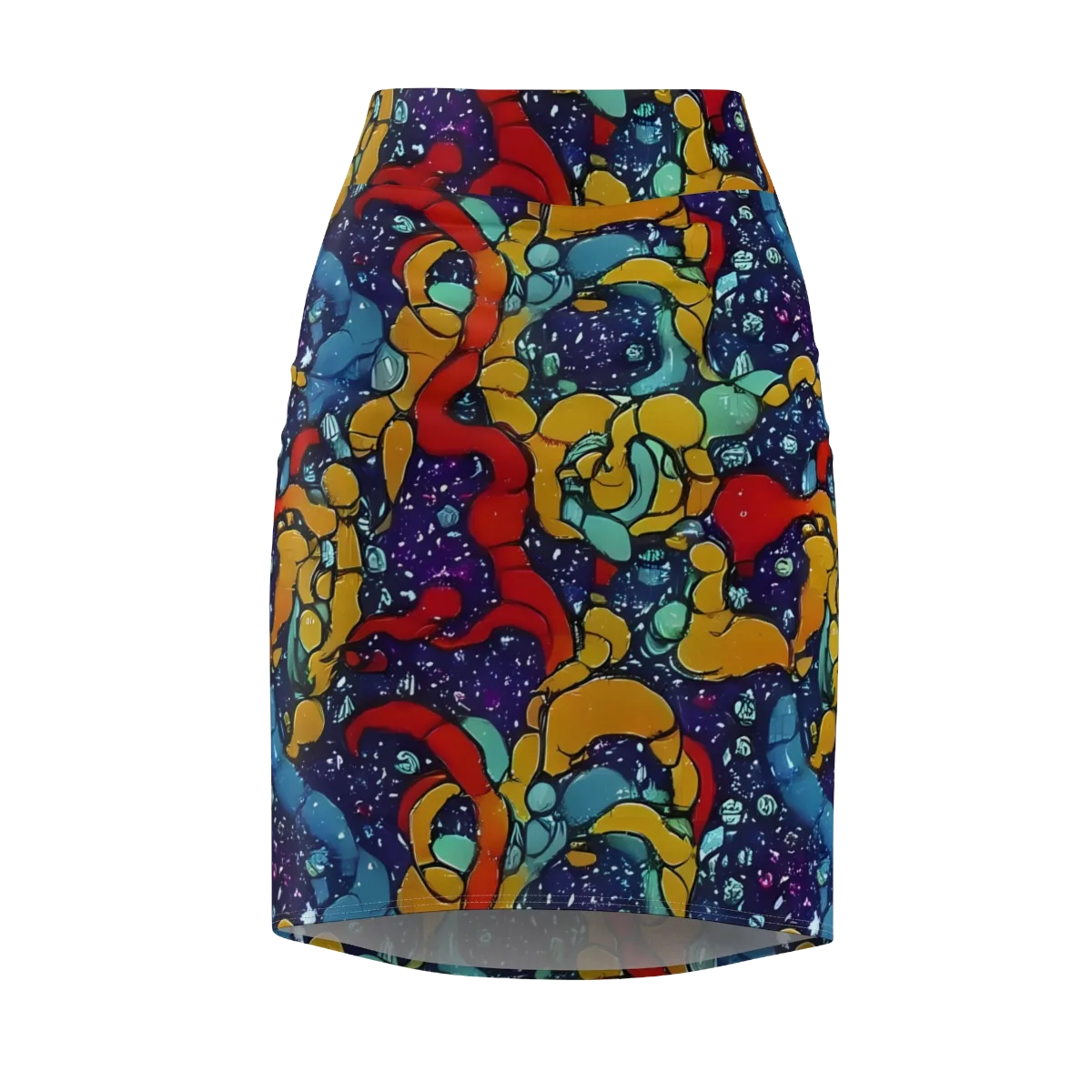 Cosmic Colorfall on Pencil Skirt — Front