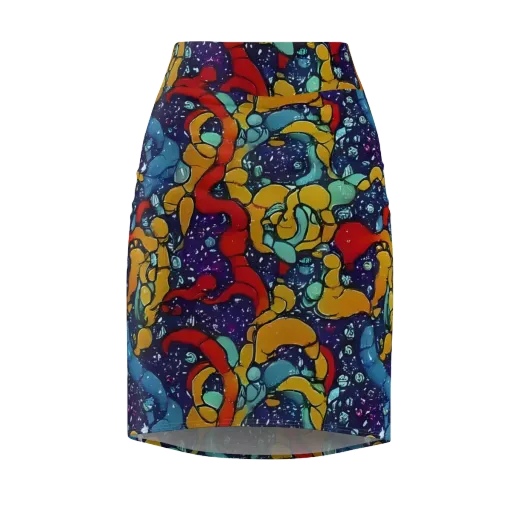 Cosmic Colorfall on a Pencil Skirt