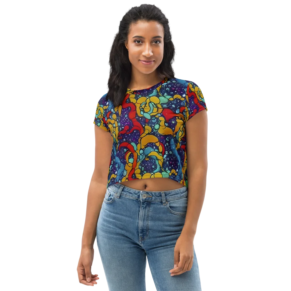 Cosmic Colorfall on Crop Tee — Front