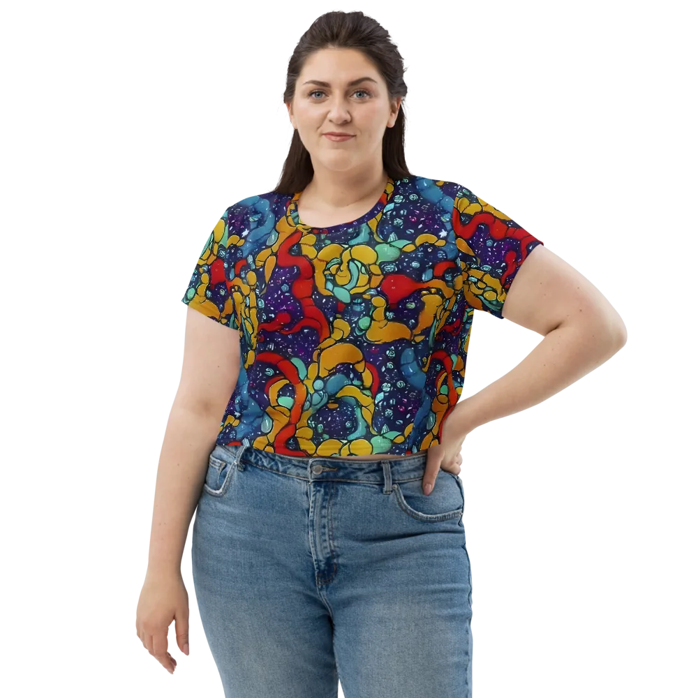 Cosmic Colorfall on Crop Tee — Front