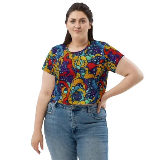 Cosmic Colorfall on a Crop Tee