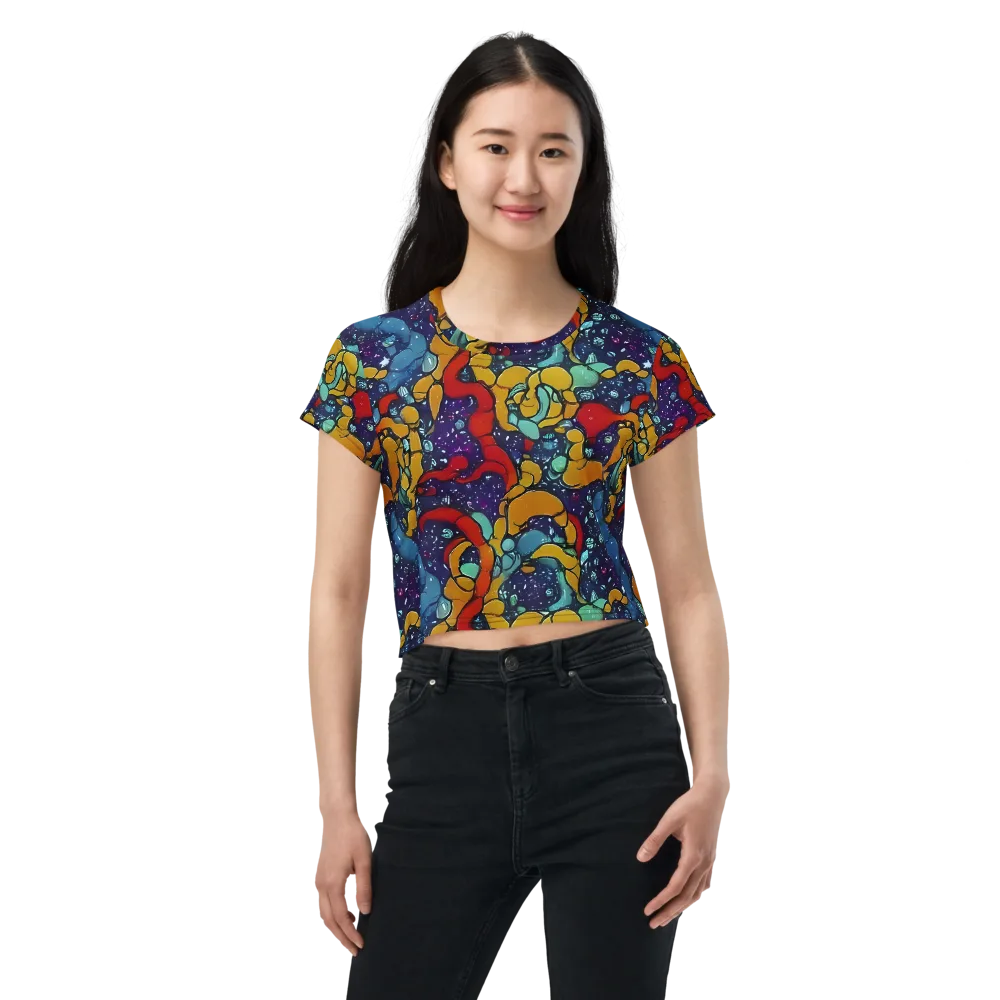 Cosmic Colorfall on Crop Tee — Front