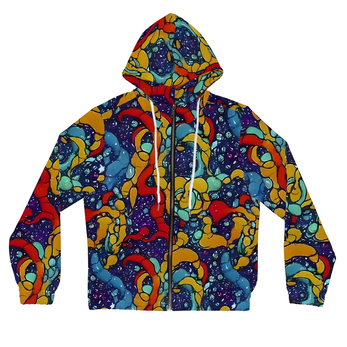 Cosmic Colorfall on Women's Full-Zip Hoodie — Front