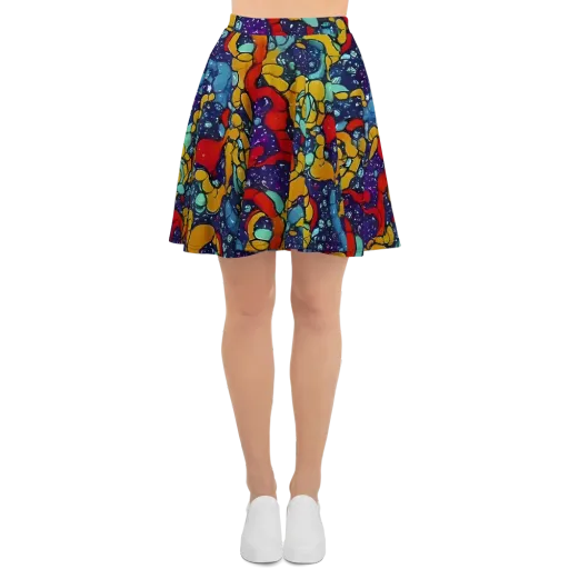 Cosmic Colorfall on a Skater Skirt