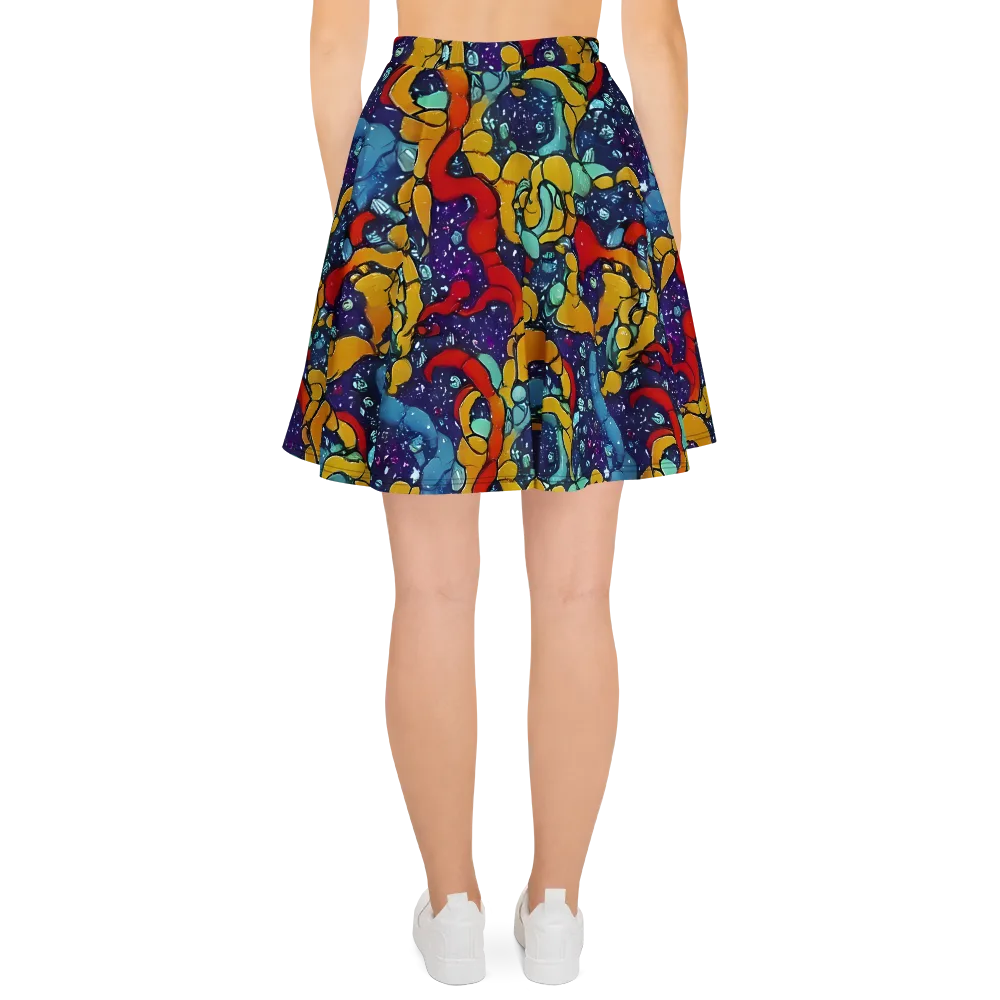 Cosmic Colorfall on Skater Skirt — Back