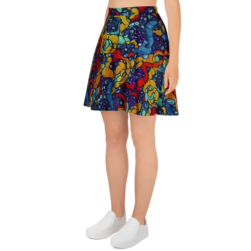 Cosmic Colorfall on Skater Skirt — Left