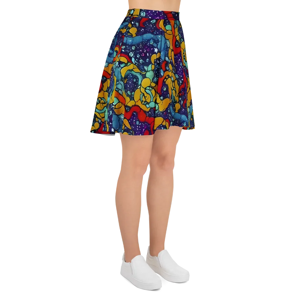Cosmic Colorfall on Skater Skirt — Right
