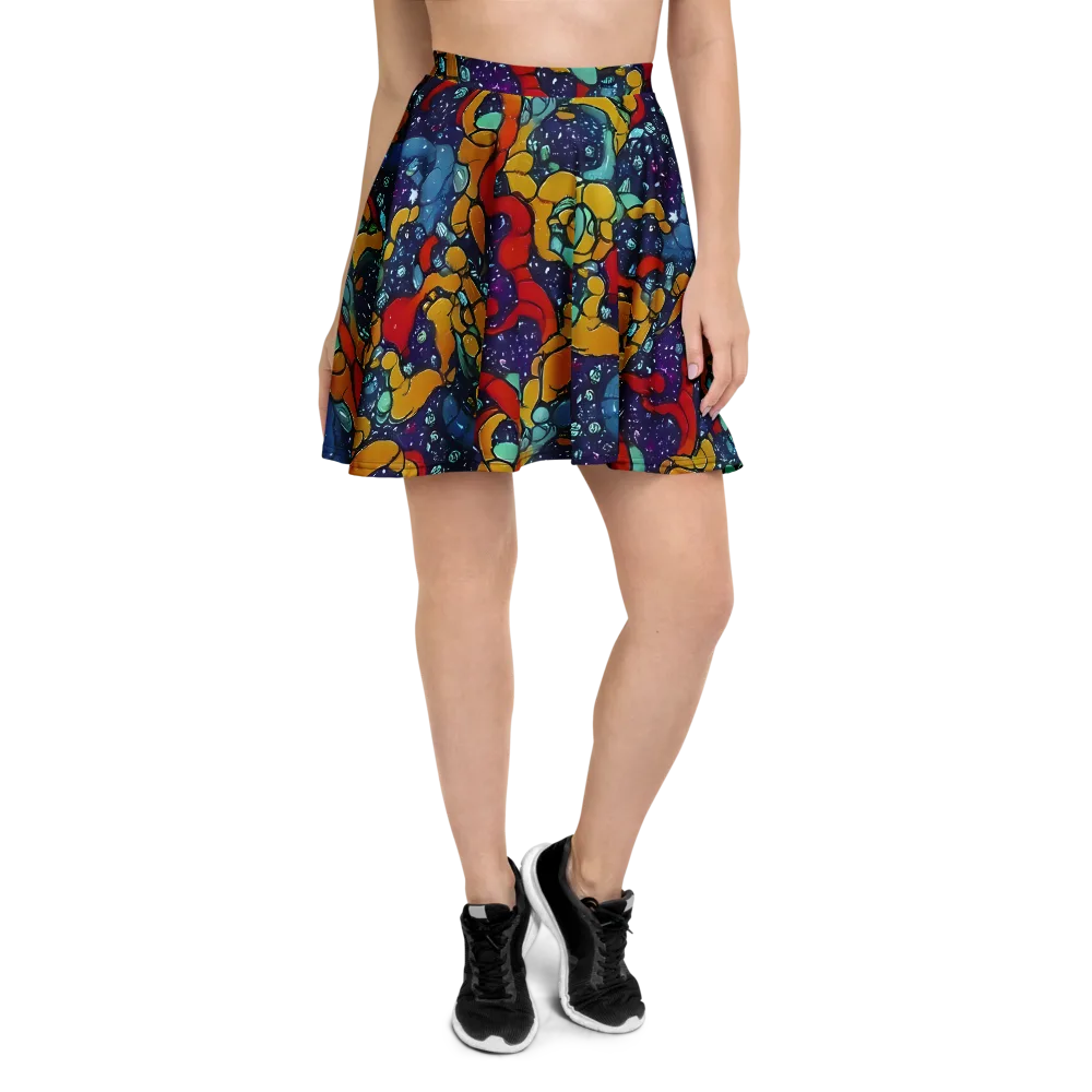 Cosmic Colorfall on Skater Skirt — Front