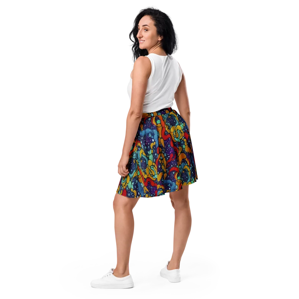 Cosmic Colorfall on Skater Skirt — Back