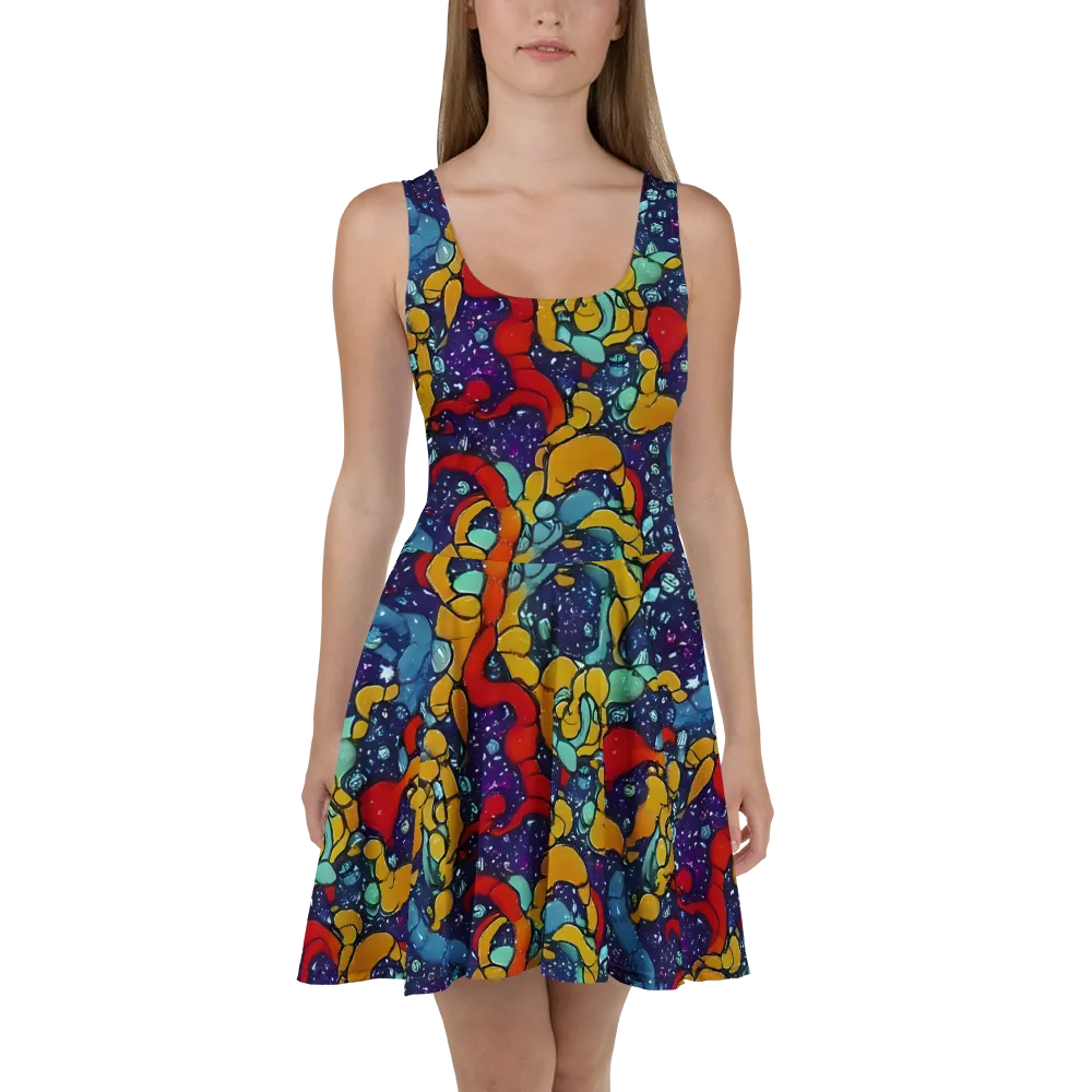 Cosmic Colorfall on Skater Dress — Front