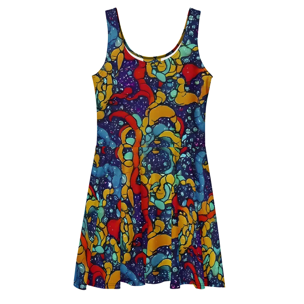 Cosmic Colorfall on Skater Dress — Front