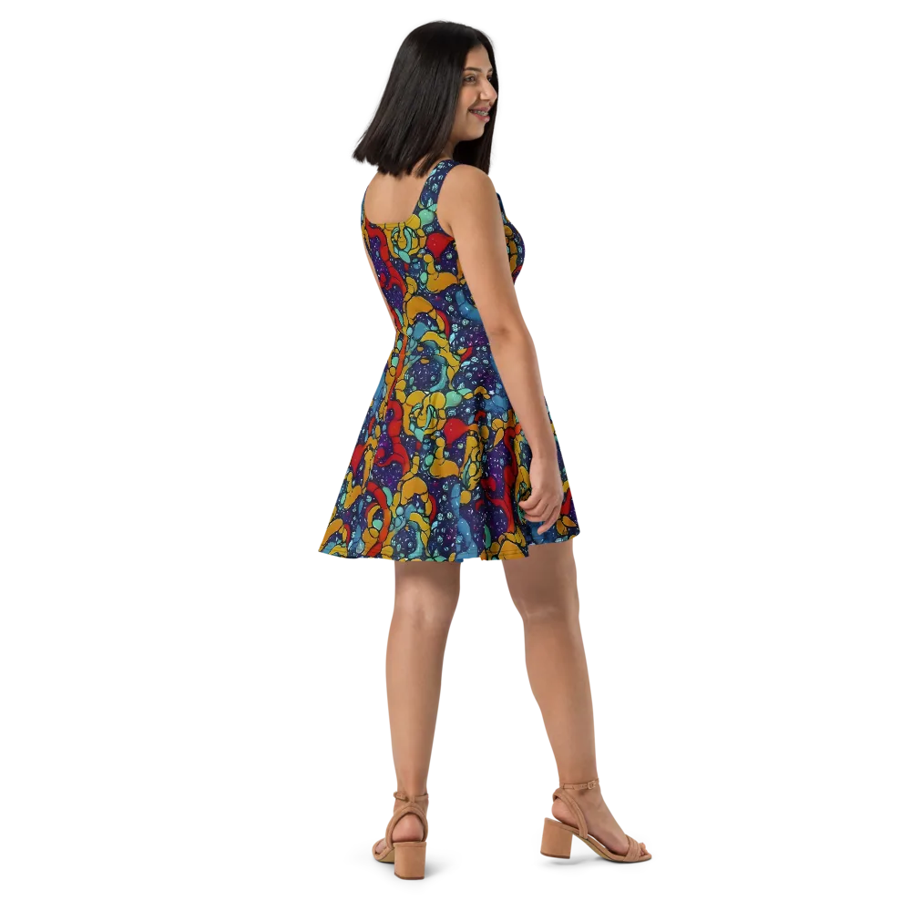 Cosmic Colorfall on Skater Dress — Right